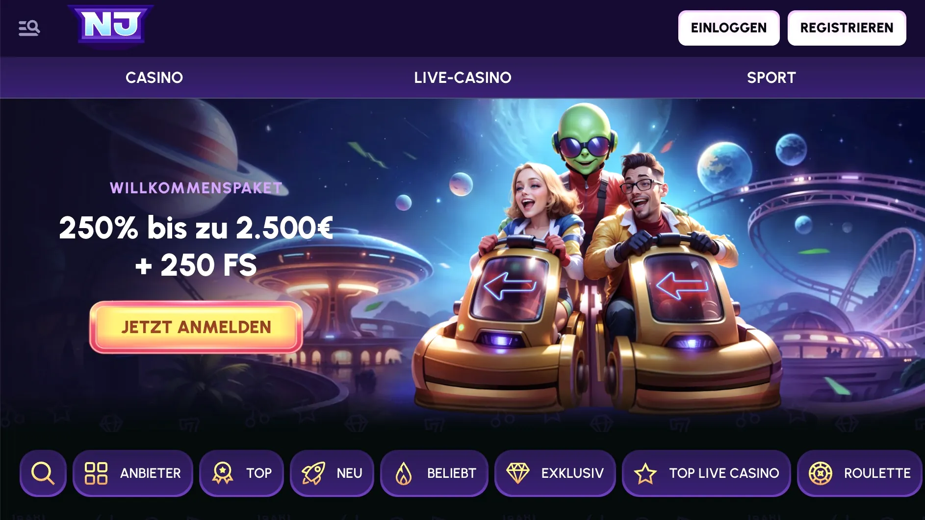 NovaJackpot seriöses Online Casino Lobby